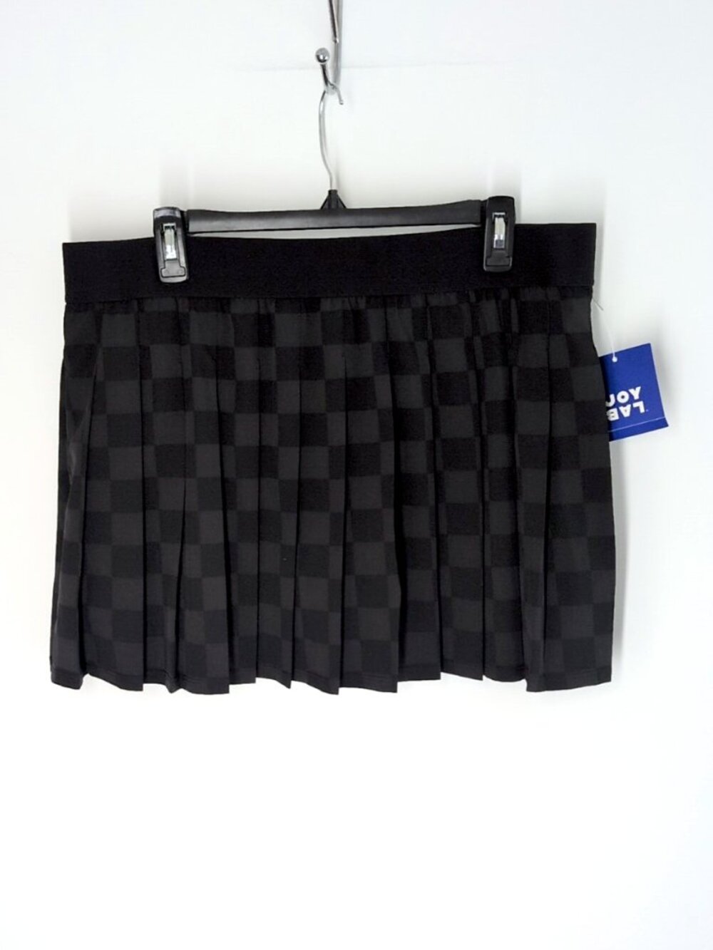 JoyLab black checkerboard print gym pleated skirt XL NWT skort goth alt tennis